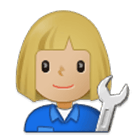 👩🏼‍🔧 Emoji Mecánica: Tono De Piel Claro Medio en Samsung One UI 4.0.