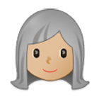 👩🏼‍🦳 Emoji Frau: mittelhelle Hautfarbe, weißes Haar Samsung One UI 4.0.
