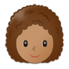 👩🏽‍🦱 Emoji Frau: mittlere Hautfarbe, lockiges Haar Samsung One UI 4.0.