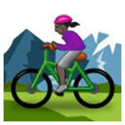 🚵🏿‍♀️ Emoji Mujer En Bicicleta De Montaña: Tono De Piel Oscuro en Samsung One UI 4.0.