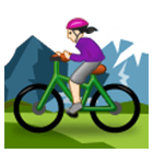 🚵🏻‍♀️ Emoji Mujer En Bicicleta De Montaña: Tono De Piel Claro en Samsung One UI 4.0.