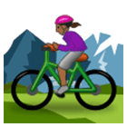 🚵🏾‍♀️ Emoji Mountainbikerin: mitteldunkle Hautfarbe Samsung One UI 4.0.