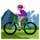 🚵🏼‍♀️ Emoji Mulher Fazendo Mountain Bike: Pele Morena Clara na Samsung One UI 4.0.
