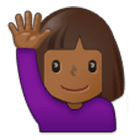 🙋🏾‍♀️ Emoji Mulher Levantando A Mão: Pele Morena Escura na Samsung One UI 4.0.