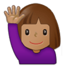 🙋🏽‍♀️ Emoji Mulher Levantando A Mão: Pele Morena na Samsung One UI 4.0.