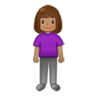 🧍🏽‍♀️ Emoji stehende Frau: mittlere Hautfarbe Samsung One UI 4.0.