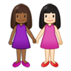 👩🏾‍🤝‍👩🏻 Emoji Duas Mulheres De Mãos Dadas: Pele Morena Escura E Pele Clara na Samsung One UI 4.0.