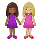 👩🏾‍🤝‍👩🏼 Emoji Mujeres De La Mano: Tono De Piel Oscuro Medio Y Tono De Piel Claro Medio en Samsung One UI 4.0.