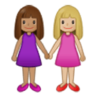 Emoji 👩🏽‍🤝‍👩🏼 Due Donne Che Si Tengono Per Mano: Carnagione Olivastra E Carnagione Abbastanza Chiara su Samsung One UI 4.0.