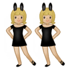 👯🏼‍♀️ Emoji Mujeres Con Orejas De Conejo, Tono De Piel Claro Medio en Samsung One UI 4.0.