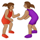 🤼🏽‍♀️ Emoji Mulheres Lutando, Pele Morena na Samsung One UI 4.0.