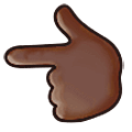 👈🏿 Emoji Dorso De Mano Con índice A La Izquierda: Tono De Piel Oscuro en Samsung One UI 5.0.