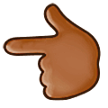 👈🏾 Emoji Dorso De Mano Con índice A La Izquierda: Tono De Piel Oscuro Medio en Samsung One UI 5.0.