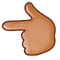 👈🏽 Emoji Dorso Da Mão Com Dedo Indicador Apontando Para A Esquerda: Pele Morena na Samsung One UI 5.0.