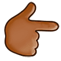 👉🏾 Emoji Dorso De Mano Con índice A La Derecha: Tono De Piel Oscuro Medio en Samsung One UI 5.0.