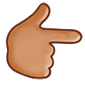 👉🏽 Emoji Dorso Da Mão Com Dedo Indicador Apontando Para A Direita: Pele Morena na Samsung One UI 5.0.