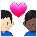 👨🏻‍❤️‍👨🏿 Emoji Liebespaar - Mann: helle Hautfarbe, Mann: dunkle Hautfarbe Samsung One UI 5.0.