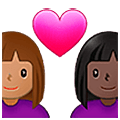 👩🏽‍❤️‍👩🏿 Emoji Casal Apaixonado - Mulher: Pele Morena Clara, Mulher: Pele Escura na Samsung One UI 5.0.