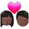 👨🏿‍❤️‍💋‍👩🏿 Emoji sich küssendes Paar - Mann: dunkle Hautfarbe, Frau: dunkle Hautfarbe Samsung One UI 5.0.