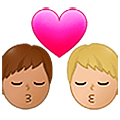 👨🏽‍❤️‍💋‍👨🏼 Emoji Beijo - Homem: Pele Morena, Homem: Pele Morena Clara na Samsung One UI 5.0.