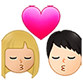👨🏼‍❤️‍💋‍👩🏻 Emoji sich küssendes Paar - Mann: mittelhelle Hautfarbe, Frau: helle Hautfarbe Samsung One UI 5.0.