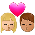 👨🏼‍❤️‍💋‍👩🏽 Emoji sich küssendes Paar - Mann: mittelhelle Hautfarbe, Frau: mittlere Hautfarbe Samsung One UI 5.0.