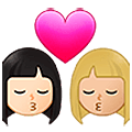 👩🏻‍❤️‍💋‍👩🏼 Emoji sich küssendes Paar - Frau: helle Hautfarbe, Frau: mittelhelle Hautfarbe Samsung One UI 5.0.