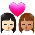 👩🏻‍❤️‍💋‍👩🏽 Emoji Beso - Mujer: Tono De Piel Claro, Mujer: Tono De Piel Claro Medio en Samsung One UI 5.0.