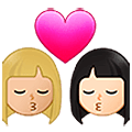 👩🏼‍❤️‍💋‍👩🏻 Emoji sich küssendes Paar - Frau: mittelhelle Hautfarbe, Frau: helle Hautfarbe Samsung One UI 5.0.