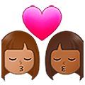 👩🏽‍❤️‍💋‍👩🏾 Emoji sich küssendes Paar - Frau: mittlere Hautfarbe, Frau: mitteldunkle Hautfarbe Samsung One UI 5.0.