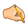 Schreiben der linken Hand, Fitzpatrick Emoji Modifikator Typ 1-2 Samsung One UI 5.0.