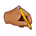 🖎🏽 Emoji La mano izquierda escribiendo: Tono De Piel Medio en Samsung One UI 5.0.