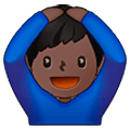 🙆🏿‍♂️ Emoji Mann mit Händen auf dem Kopf: dunkle Hautfarbe Samsung One UI 5.0.