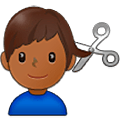 💇🏾‍♂️ Emoji Mann beim Haareschneiden: mitteldunkle Hautfarbe Samsung One UI 5.0.