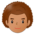 Émoji 👨🏽‍🦱 Homme : Peau Légèrement Mate Et Cheveux Bouclés sur Samsung One UI 5.0.