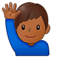 🙋🏾‍♂️ Emoji Mann mit erhobenem Arm: mitteldunkle Hautfarbe Samsung One UI 5.0.