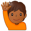 🙋🏾 Emoji Person mit erhobenem Arm: mitteldunkle Hautfarbe Samsung One UI 5.0.