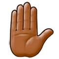 ✋🏾 Emoji erhobene Hand: mitteldunkle Hautfarbe Samsung One UI 5.0.