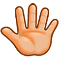 Main levée avec les doigts écartés: Peau Moyennement Claire Samsung One UI 5.0.