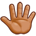 Emoji 🖑🏽 Mano alzata con le dita aperte: Carnagione Olivastra su Samsung One UI 5.0.