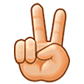 ✌🏼 Emoji Victory-Geste: mittelhelle Hautfarbe Samsung One UI 5.0.