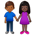 👩🏿‍🤝‍👨🏾 Emoji Mann und Frau halten Hände: dunkle Hautfarbe, mitteldunkle Hautfarbe Samsung One UI 5.0.