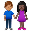👩🏿‍🤝‍👨🏽 Emoji Mann und Frau halten Hände: dunkle Hautfarbe, mittlere Hautfarbe Samsung One UI 5.0.