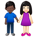 👩🏻‍🤝‍👨🏿 Emoji Mann und Frau halten Hände: helle Hautfarbe, dunkle Hautfarbe Samsung One UI 5.0.