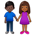 👩🏾‍🤝‍👨🏿 Emoji Mann und Frau halten Hände: mitteldunkle Hautfarbe, dunkle Hautfarbe Samsung One UI 5.0.