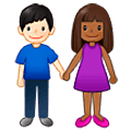 👩🏾‍🤝‍👨🏻 Emoji Mann und Frau halten Hände: mitteldunkle Hautfarbe, helle Hautfarbe Samsung One UI 5.0.