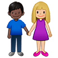 👩🏼‍🤝‍👨🏿 Emoji Mann und Frau halten Hände: mittelhelle Hautfarbe, dunkle Hautfarbe Samsung One UI 5.0.