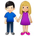👩🏼‍🤝‍👨🏻 Emoji Mann und Frau halten Hände: mittelhelle Hautfarbe, helle Hautfarbe Samsung One UI 5.0.