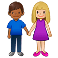 👩🏼‍🤝‍👨🏾 Emoji Mann und Frau halten Hände: mittelhelle Hautfarbe, mitteldunkle Hautfarbe Samsung One UI 5.0.