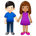 👩🏽‍🤝‍👨🏻 Emoji Mann und Frau halten Hände: mittlere Hautfarbe, helle Hautfarbe Samsung One UI 5.0.
